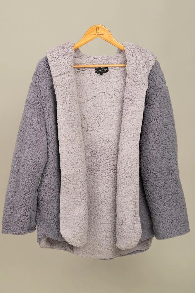 Hooded Sherpa Jacket in Lavender--Lemons and Limes Boutique