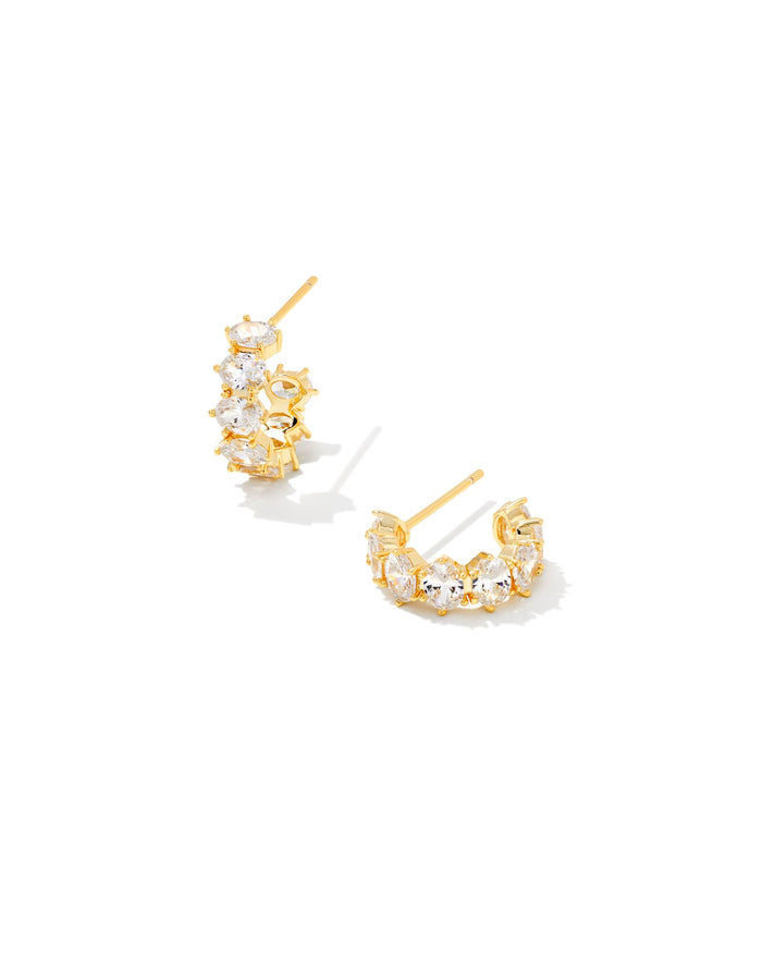 Cailin Crystal Huggie Earrings in Gold Metal by Kendra Scott-Lemons and Limes Boutique