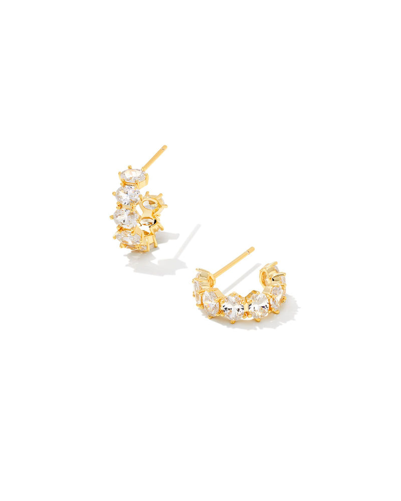 Cailin Crystal Huggie Earrings in Gold Metal by Kendra Scott-Lemons and Limes Boutique