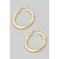 25Mm Pincatch Tube Hoop Earrings in Gold-Lemons and Limes Boutique