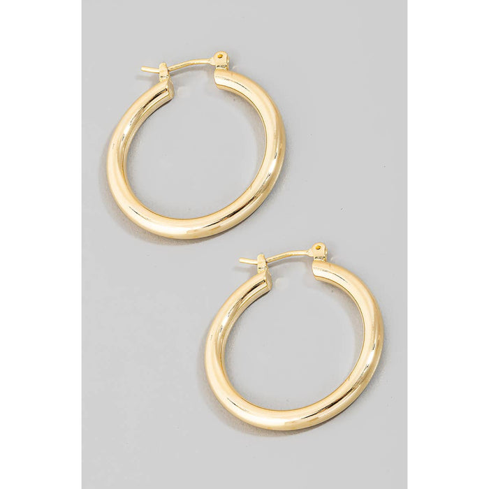 25Mm Pincatch Tube Hoop Earrings in Gold-Lemons and Limes Boutique