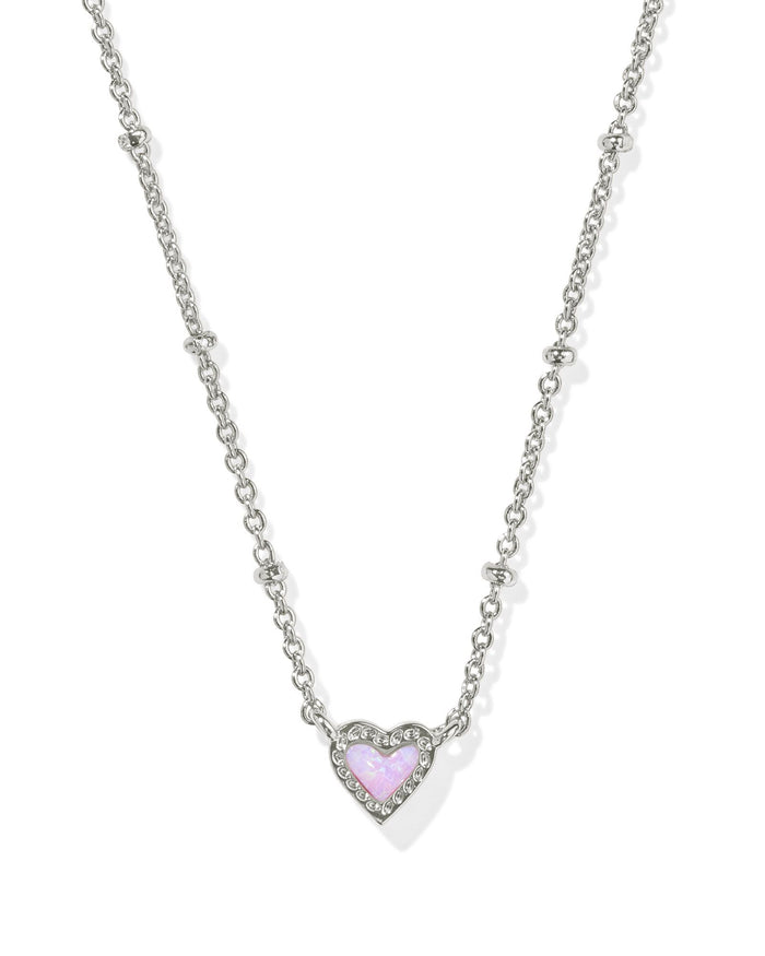 Mini Ari Heart Satellite Necklace in Silver Bubblegum Pink Kyocera Opal by Kendra Scott--Lemons and Limes Boutique