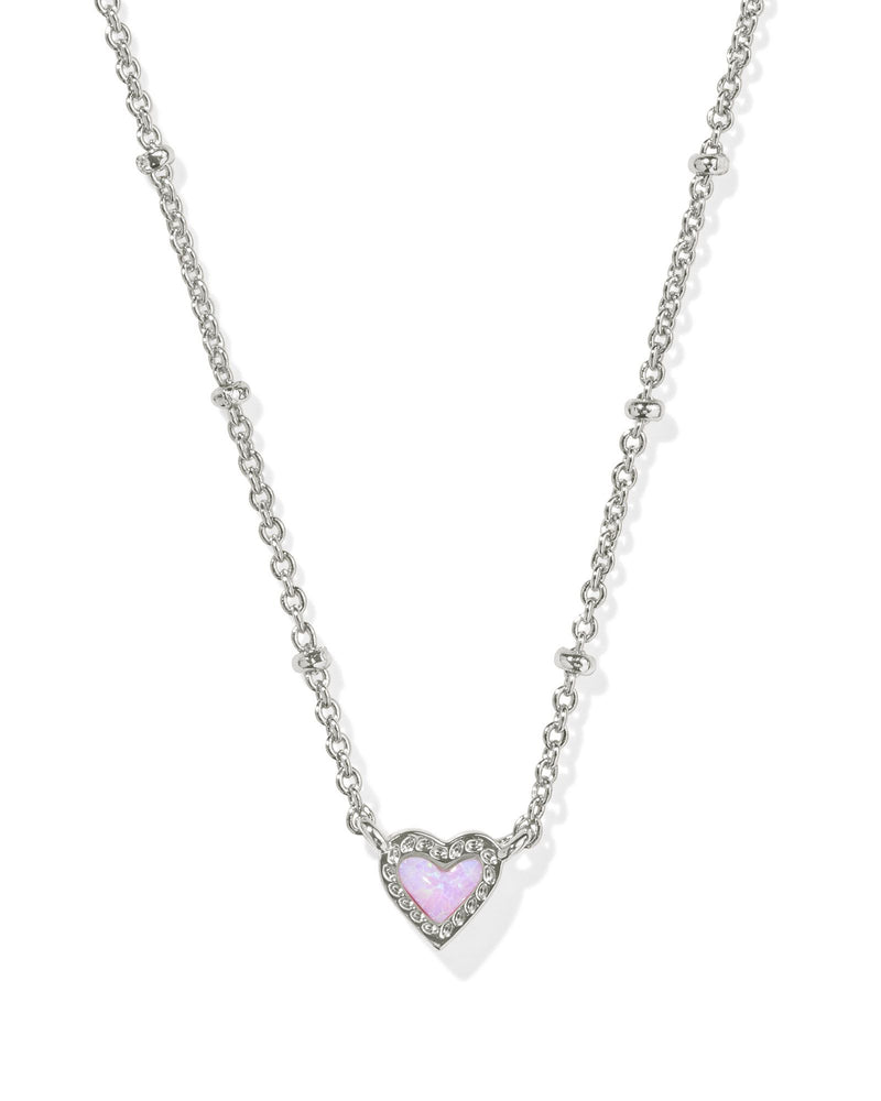Mini Ari Heart Satellite Necklace in Silver Bubblegum Pink Kyocera Opal by Kendra Scott-Lemons and Limes Boutique