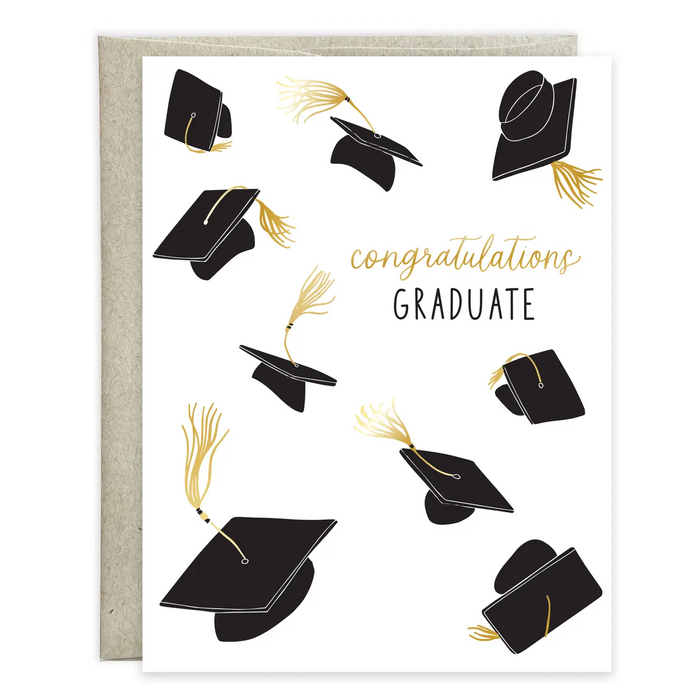 Graduation Greeting Card-Floating Grad Hats