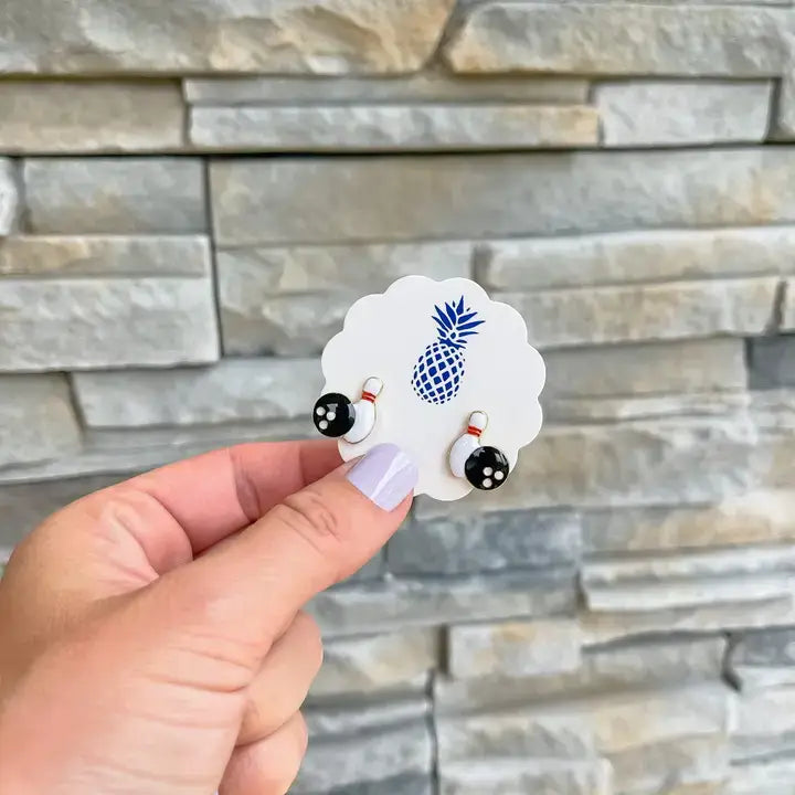 Bowling Enamel Stud Earrings-Lemons and Limes Boutique