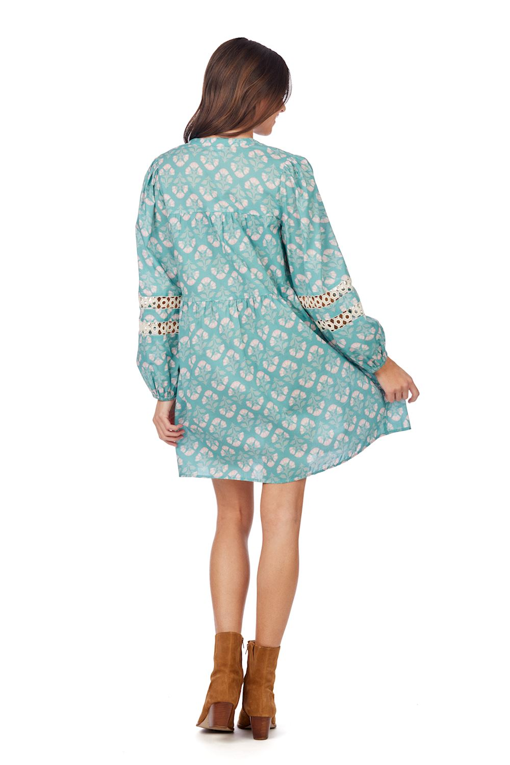 Sage Block Print Barlowe Dress--Lemons and Limes Boutique