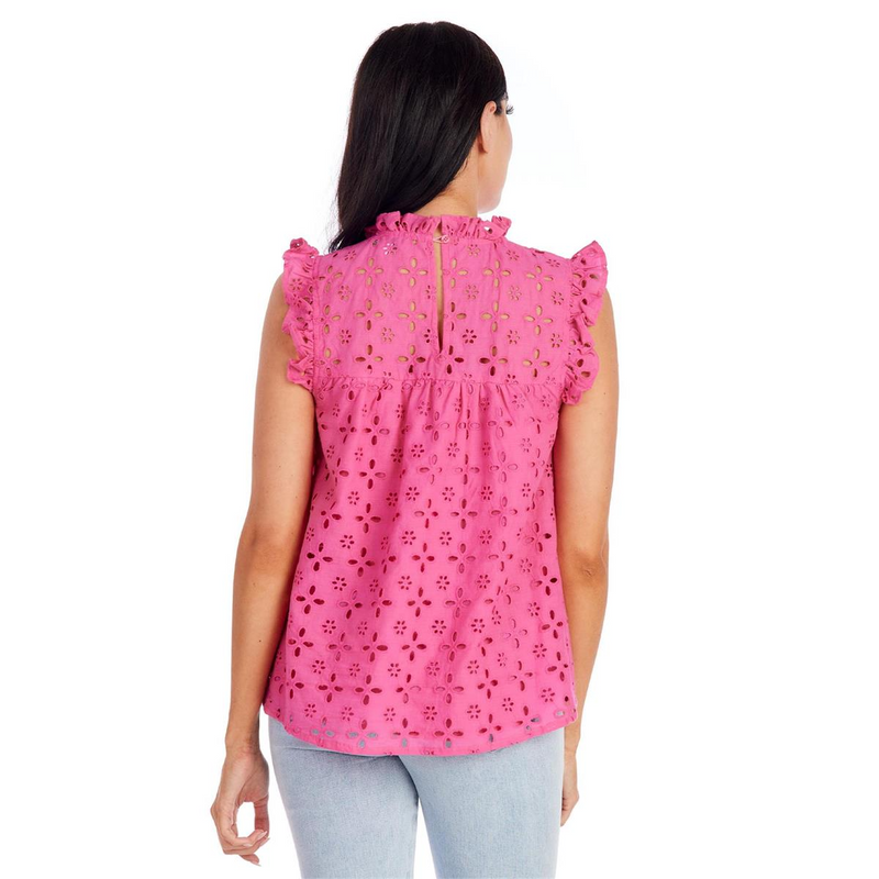 Pink Bianca Eyelet Tank--Lemons and Limes Boutique