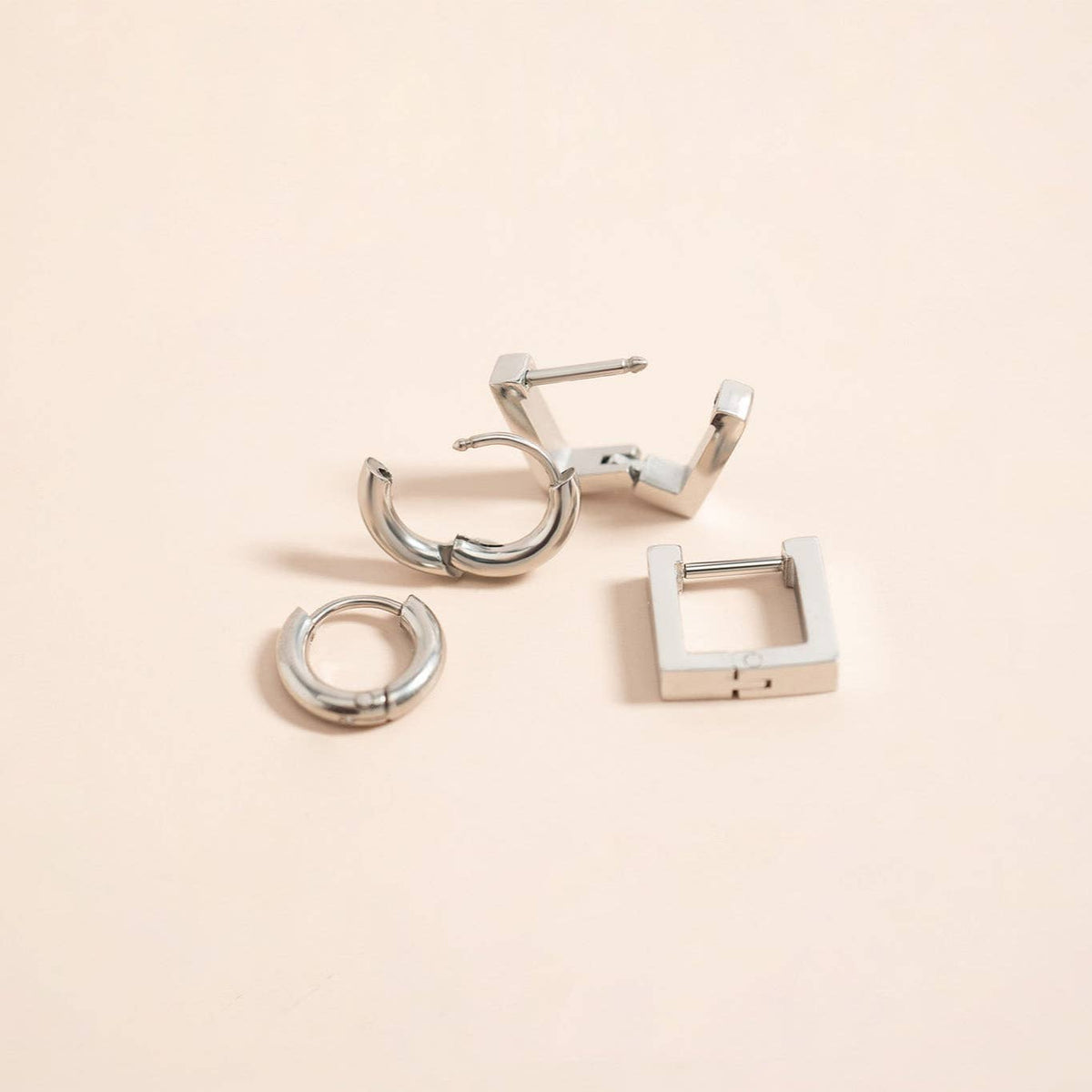 18K Gold PVD Stainless Steel Square Huggie Earrings-Lemons and Limes Boutique