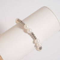 18K Gold PVD 8mm Kiska Glass Pearl Stretch Bracelet