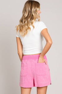 Women's Cotton Slub Casual Shorts in Pink-Lemons and Limes Boutique