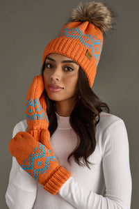 Orange & Speckled Pattern Pom Hat-Lemons and Limes Boutique