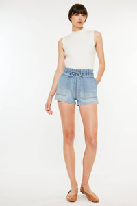 Maisy Paper Bag Shorts with Elastic Waist Band by Kan Can USA-Lemons and Limes Boutique
