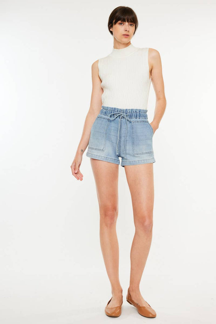 Maisy Paper Bag Shorts with Elastic Waist Band by Kan Can USA--Lemons and Limes Boutique