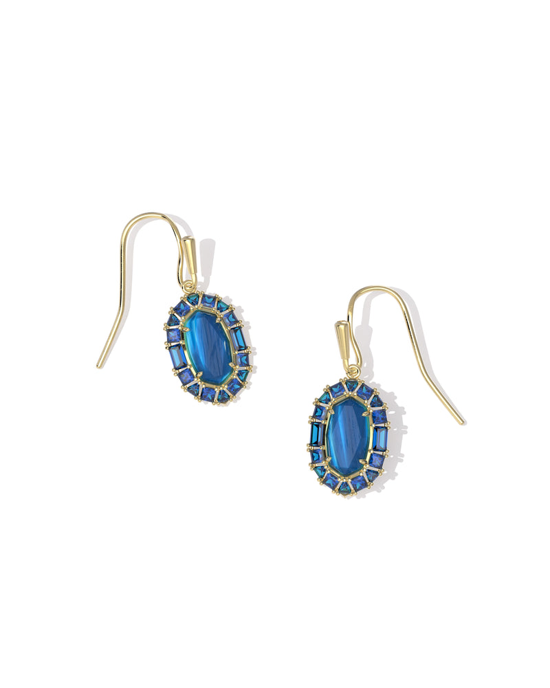 Lee Crystal Frame Drop Earrings in Gold Sea Blue Illusion by Kendra Scott-Lemons and Limes Boutique