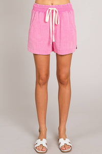 Women's Cotton Slub Casual Shorts in Pink-Lemons and Limes Boutique