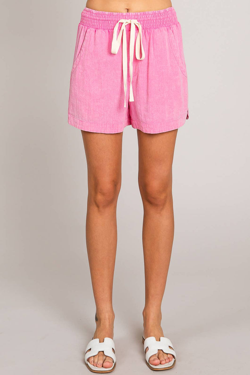 Women's Cotton Slub Casual Shorts in Pink-Lemons and Limes Boutique