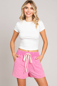 Women's Cotton Slub Casual Shorts in Pink-Lemons and Limes Boutique