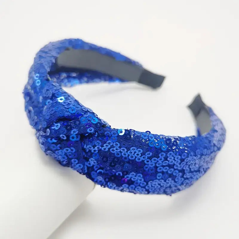 Blue Sequin Glitter Headband-Lemons and Limes Boutique
