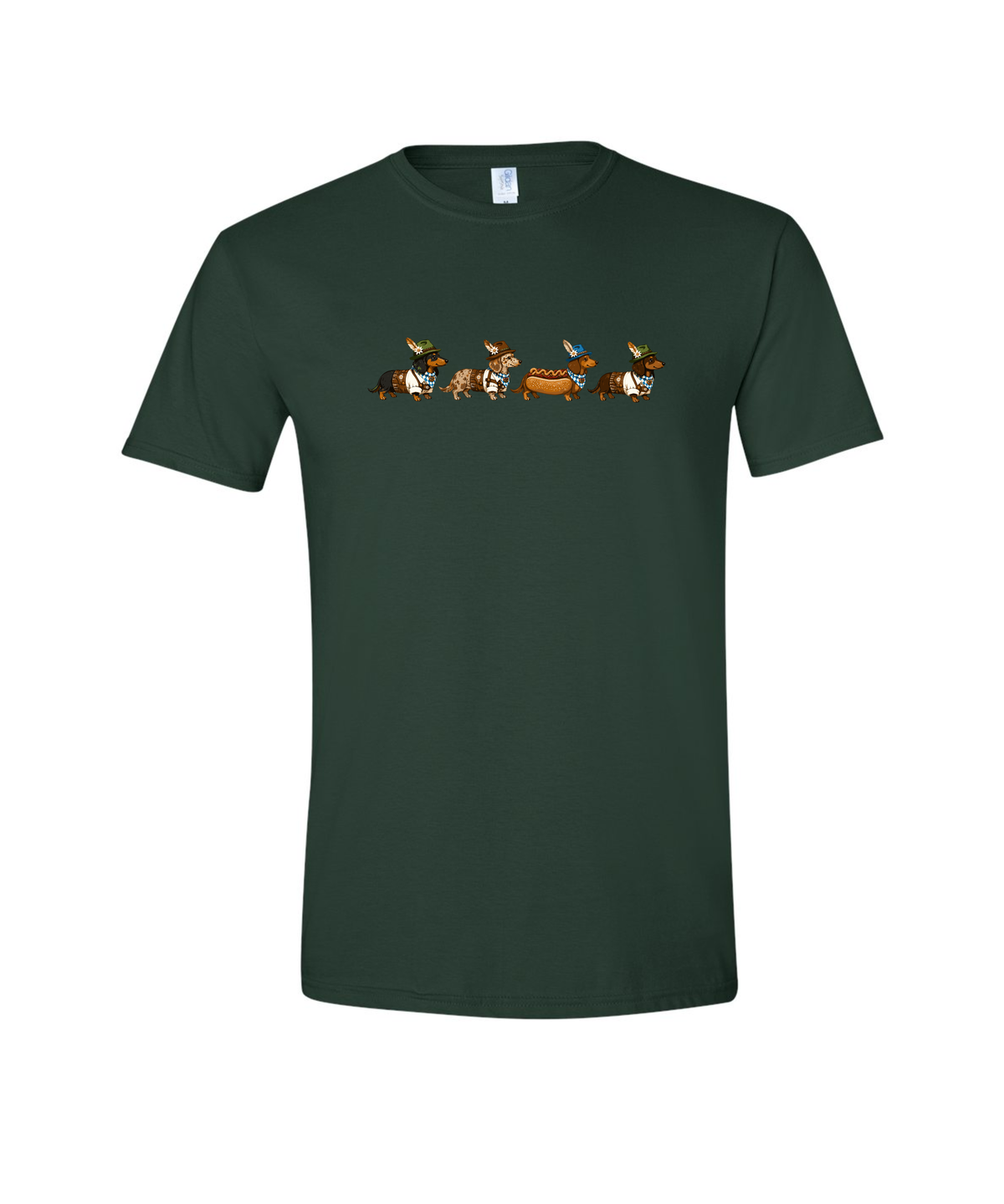 Oktoberfest Dachshund on Forest Green TShirt