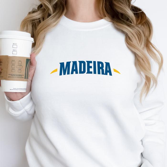 Two Color Flag Madeira Crewneck Sweatshirt on White--Lemons and Limes Boutique