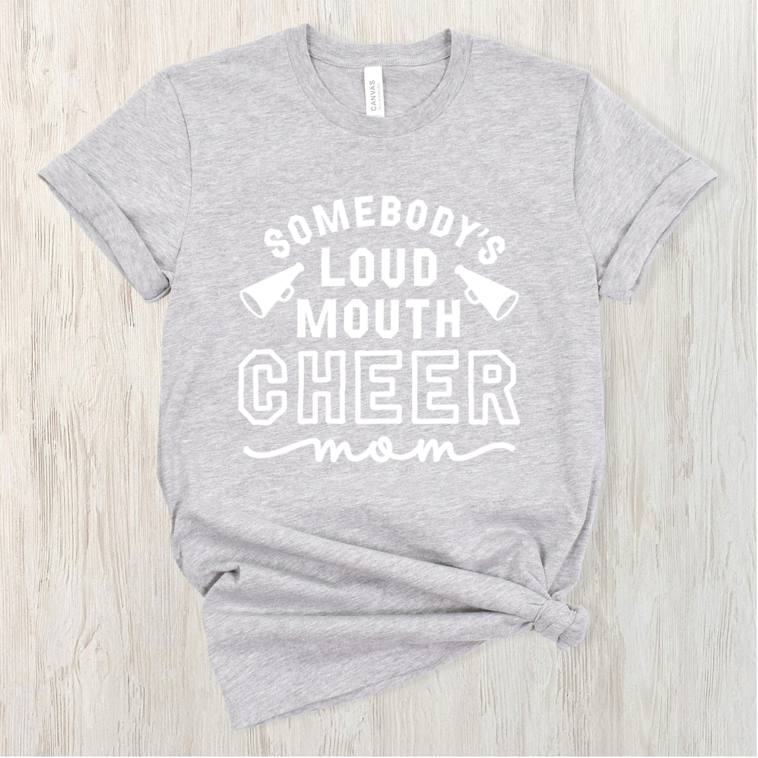 Loud Mouth Cheer Mom Short Sleeve Tee-Lemons and Limes Boutique