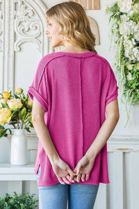 Solid Rib Tunic Top in Fuchsia--Lemons and Limes Boutique