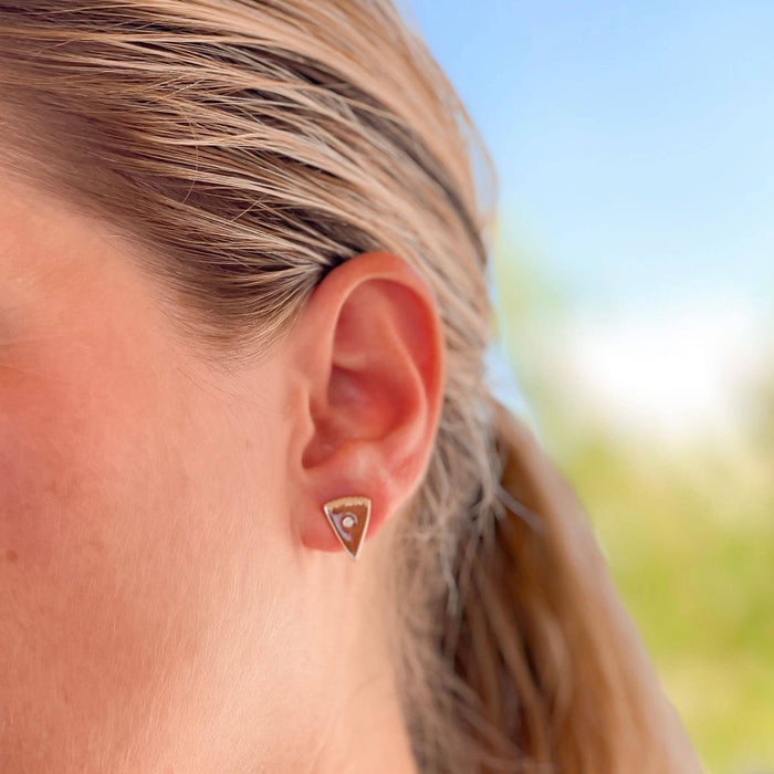 Pumpkin Pie Slice Enamel Stud Earrings-Lemons and Limes Boutique