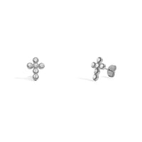 18K Gold PVD Stainless Steel Round Stone Cross Earrings-Stainless-Lemons and Limes Boutique
