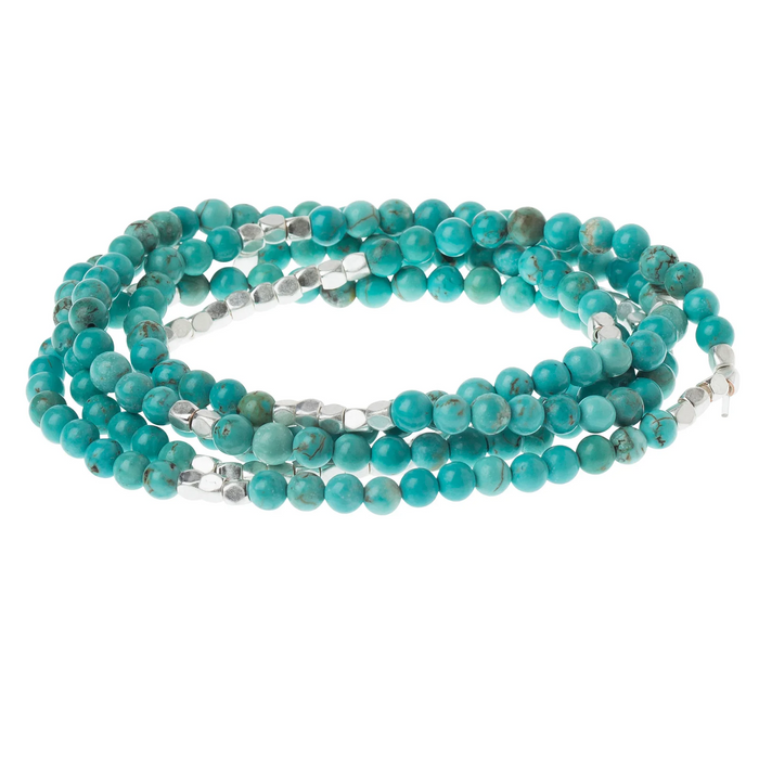 Stone Wrap Bracelet/Necklace - Turquoise/Silver - Stone of the Sky-Bracelet-Lemons and Limes Boutique