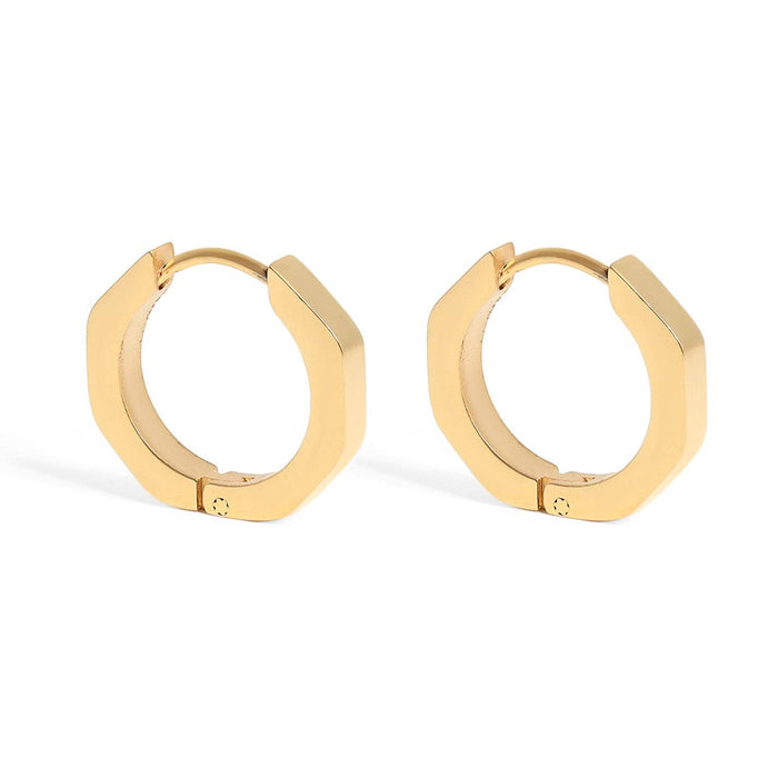 18K Gold PVD Stainless Steel Geometric Huggie Hoop Earrings-Lemons and Limes Boutique