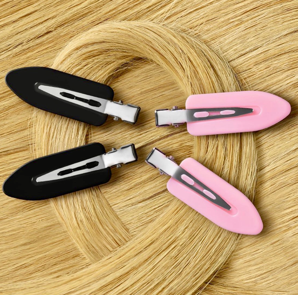 Cala No Crease Hair Setting Clips (8 Pieces) in Pink/Black--Lemons and Limes Boutique