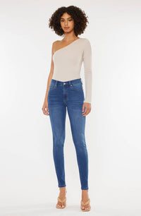 Luella High Rise Super Skinny Jeans in Medium Stone Wash by Kan Can USA--Lemons and Limes Boutique