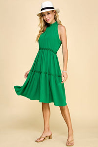 Sleeveless Midi Dress in Kelly Green--Lemons and Limes Boutique