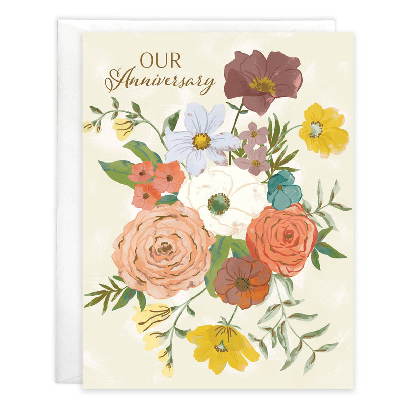 Anniversary Greeting Card - Golden Boho Flowers-Lemons and Limes Boutique