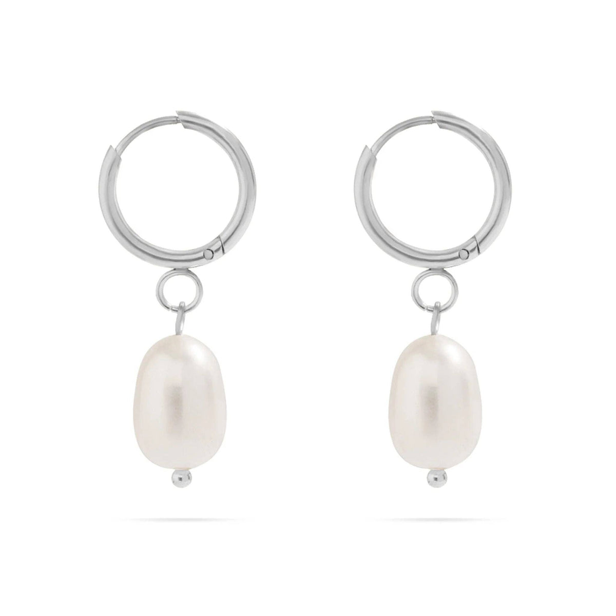 18K Gold PVD Freshwater Pearl Huggie Earrings: Gold