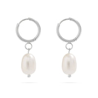 18K Gold PVD Freshwater Pearl Huggie Earrings: Gold