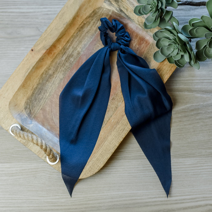 Navy Blue Chiffon Hair Scarf-Lemons and Limes Boutique