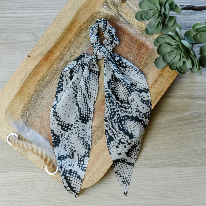 Gray Snakeskin Hair Scarf--Lemons and Limes Boutique