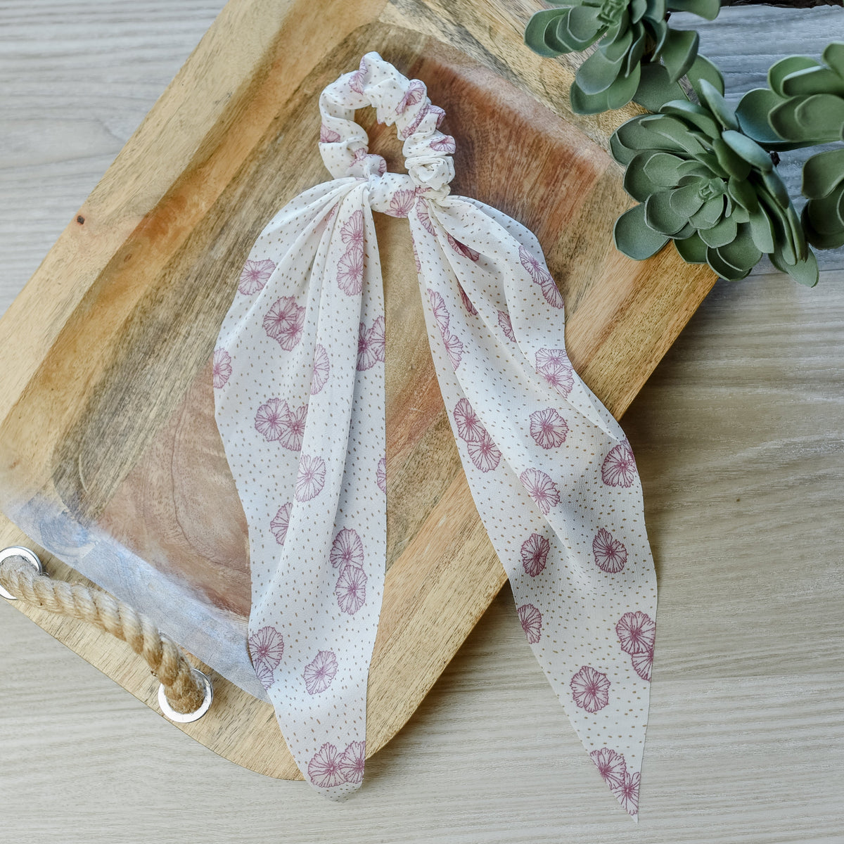 Pink Dotty Hibiscus Hair Scarf--Lemons and Limes Boutique