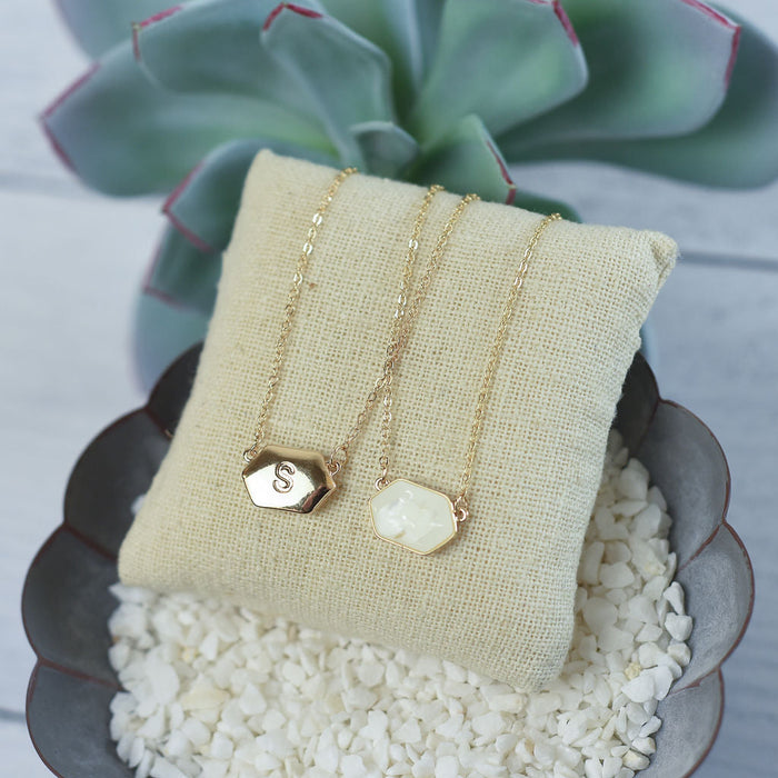 Ivory Shell Reversible Initial Letter Necklace-Necklace-Lemons and Limes Boutique