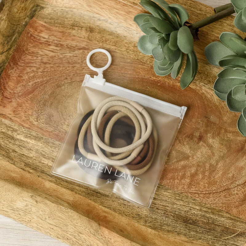 Carly Neutral Elastic Hair Bands-Smooth--Lemons and Limes Boutique