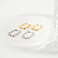 18K Gold PVD Rounded Rectangle Everyday Huggie Earrings: Stainless-Lemons and Limes Boutique