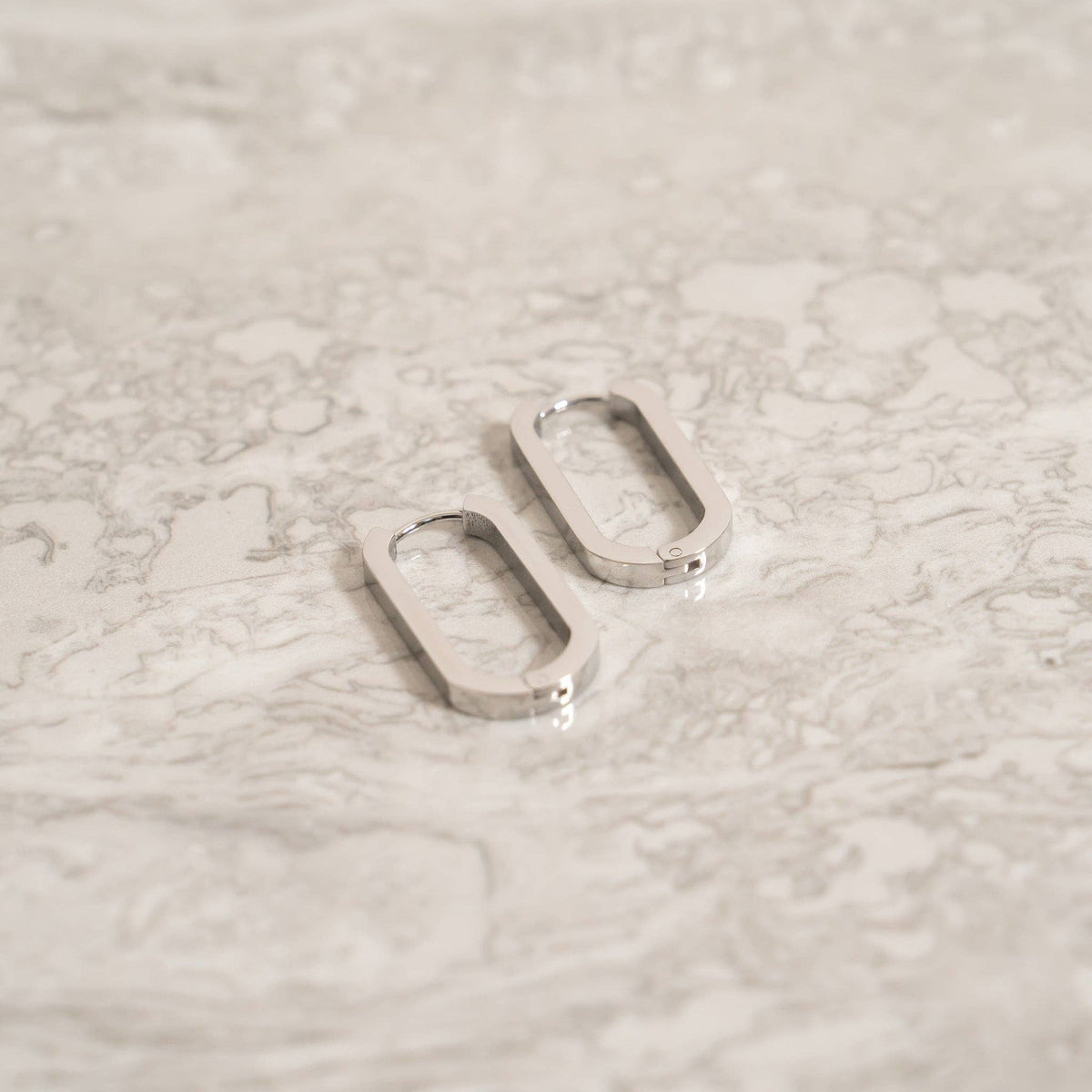 18K Gold PVD Stainless Stainless Steel Oval Huggie Earrings-Lemons and Limes Boutique