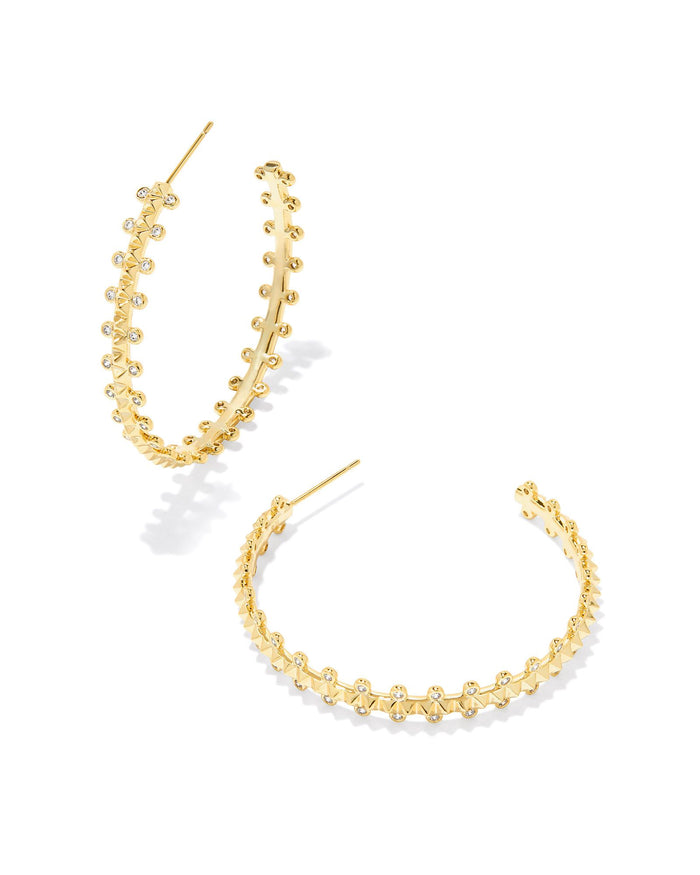 Jada Hoop Earrings in Gold White Crystal by Kendra Scott-Lemons and Limes Boutique