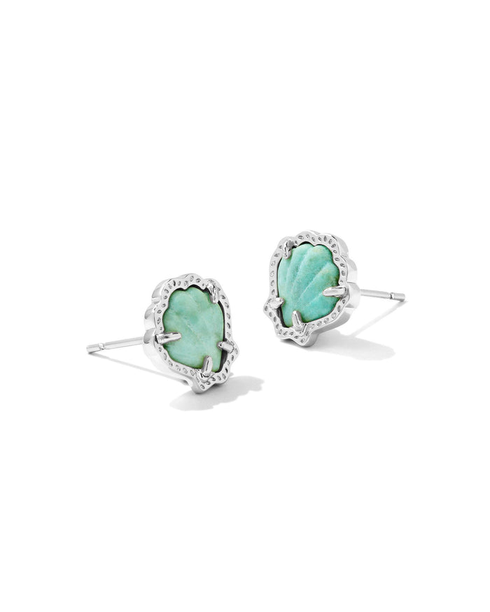 Brynn Silver Shell Stud Earrings in Sea Green Chrysocolla by Kendra Scott--Lemons and Limes Boutique