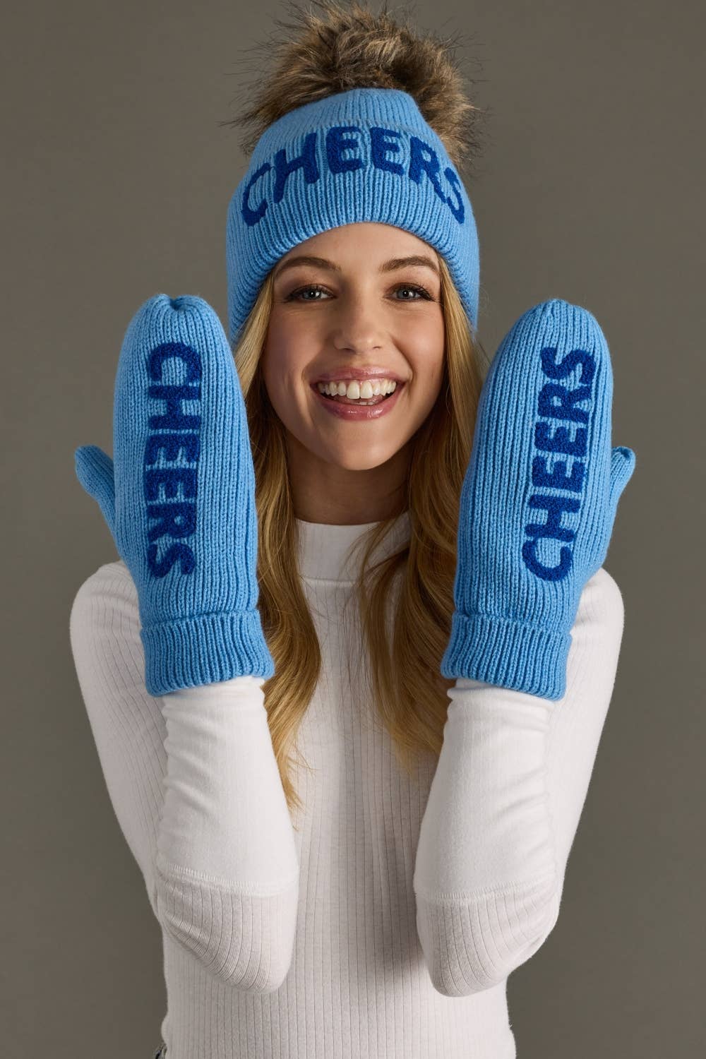Blue Cheers Knit Pom Hat-Lemons and Limes Boutique