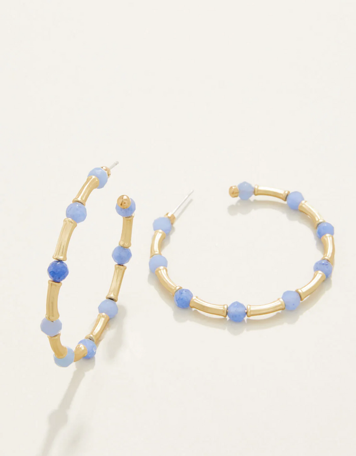Calm Waters Hoop Earrings in Blue Aventurine by Spartina-Lemons and Limes Boutique