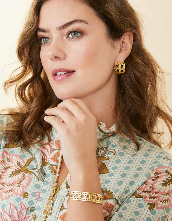 Cane Midi Hoop Earrings in Gold by Spartina-Lemons and Limes Boutique