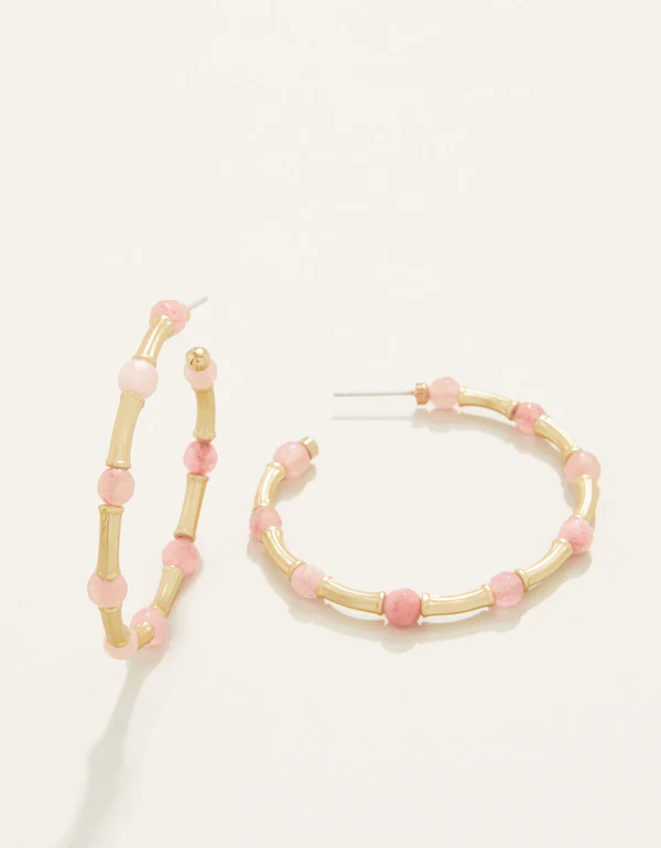 Calm Waters Hoop Earrings in Pink Jade by Spartina-Lemons and Limes Boutique