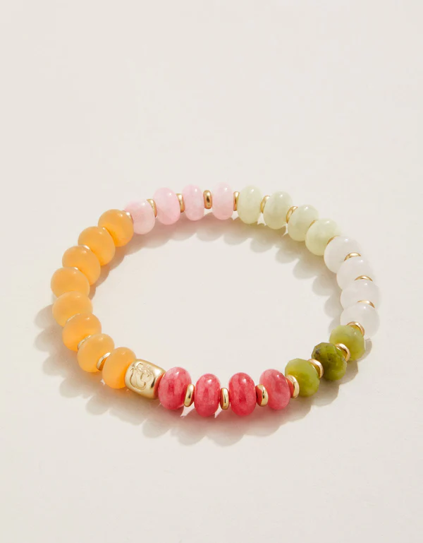 Stone Stretch Bracelet 10mm Pink/Green by Spartina-Lemons and Limes Boutique